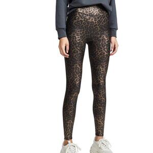 Spanx - Faux Leather Leopard Leggings in Leopard Shine Size Large EUC